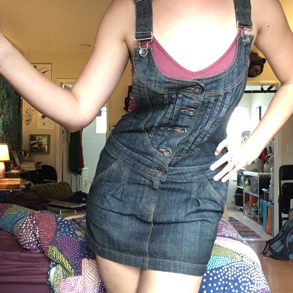 Mini Skirt Jean Overalls